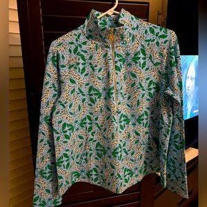 Lily Pulitzer Green and Blue Patterned Quarter-Zip Pullover
